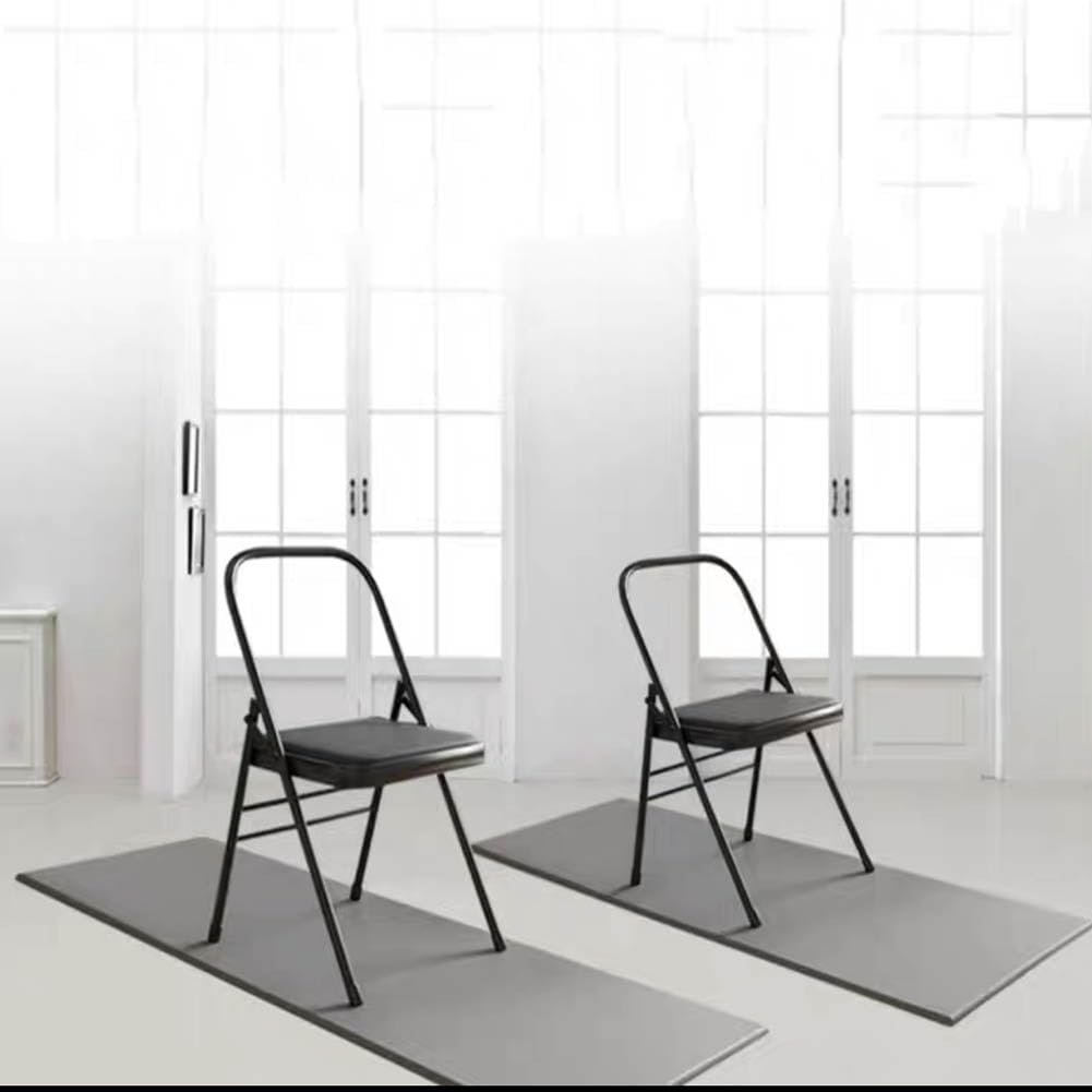 Sedia Yoga, Pilates Chair, Poltrona Ausiliaria Multifunzione Iyengar Yoga, Cuoio Ispessimento, Nero