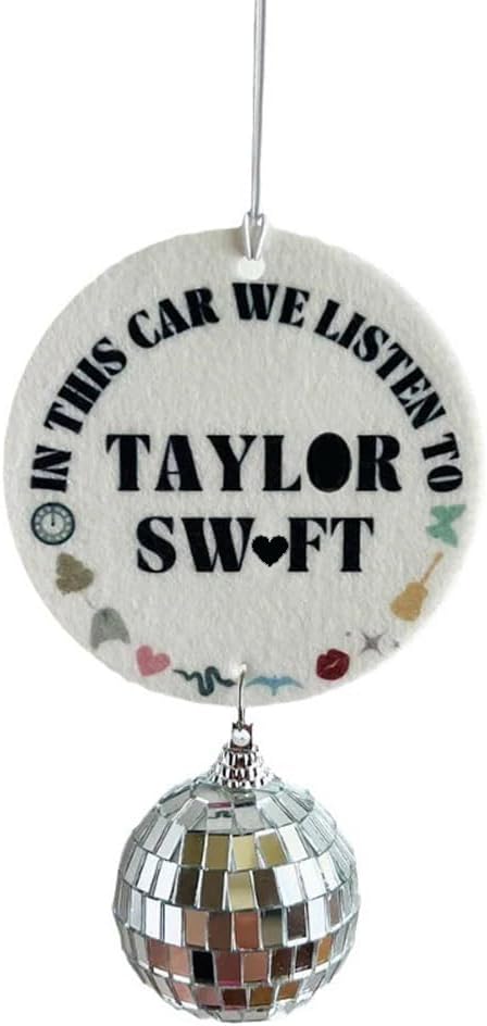 Taylor Car Unscented Air Freshener Charm, Disco Ball Car Charm Mirror Hanging Ornament Accessory Taylor Swiftie Fans Gifts for Women Men