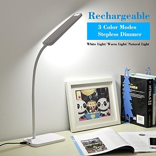 LED Desk Lamp Eye-caring Table Lamps, Eyocean Flexible Gooseneck Dimmable Office Lamp with USB Charging Port, Touch Control, 3 Color Modes