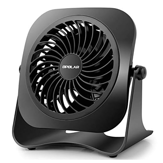OPOLAR 4 Inch Mini USB Desk Fan, 2 Speeds, Lower Noise, USB Powered, 360° Up and Down, 3.8 ft Cable, Powerful Black Fan for Home and Office