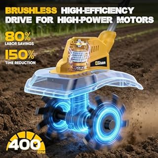 Motobineuse Electrique sans Fil avec 2 Batteries de 4,0 Ah, 400 TR/Min Batterie sans Balais, Largeur 23 cm et Profondeur 21 cm, Motoculteur Pliable pour Labourer et Ameublir Le Sol