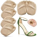 Metatarsal Pads for Women,Anti Sliding Foot Pads for Open ToeShoe,Forefoot Pads for Women,Ball of FooCushions,Reduce Foot Pain,Reusable Heel Pads Inserts for Too Biy Shoe,3-Pair(3Beige)