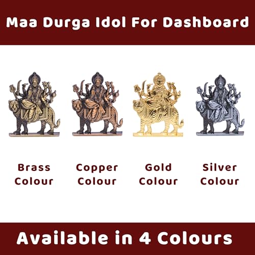 Image of anciently Maa Durga Idol for Dashboard, Metal, 1 Piece (Silver Colour)