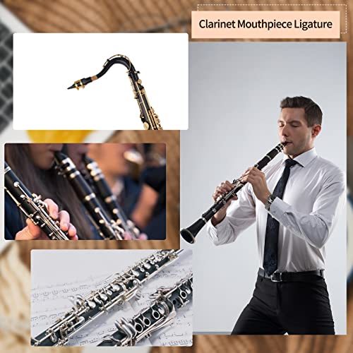 Jtder 2Pcs Clarinet Ligature, Clarinet Mouthpiece Ligature B Flat With Adjustable Screws Clarinet Ligature Fastener For Clarinet, Flute, Oboe, Piccolo, Saxophone(Silver，Golden) #TOP2