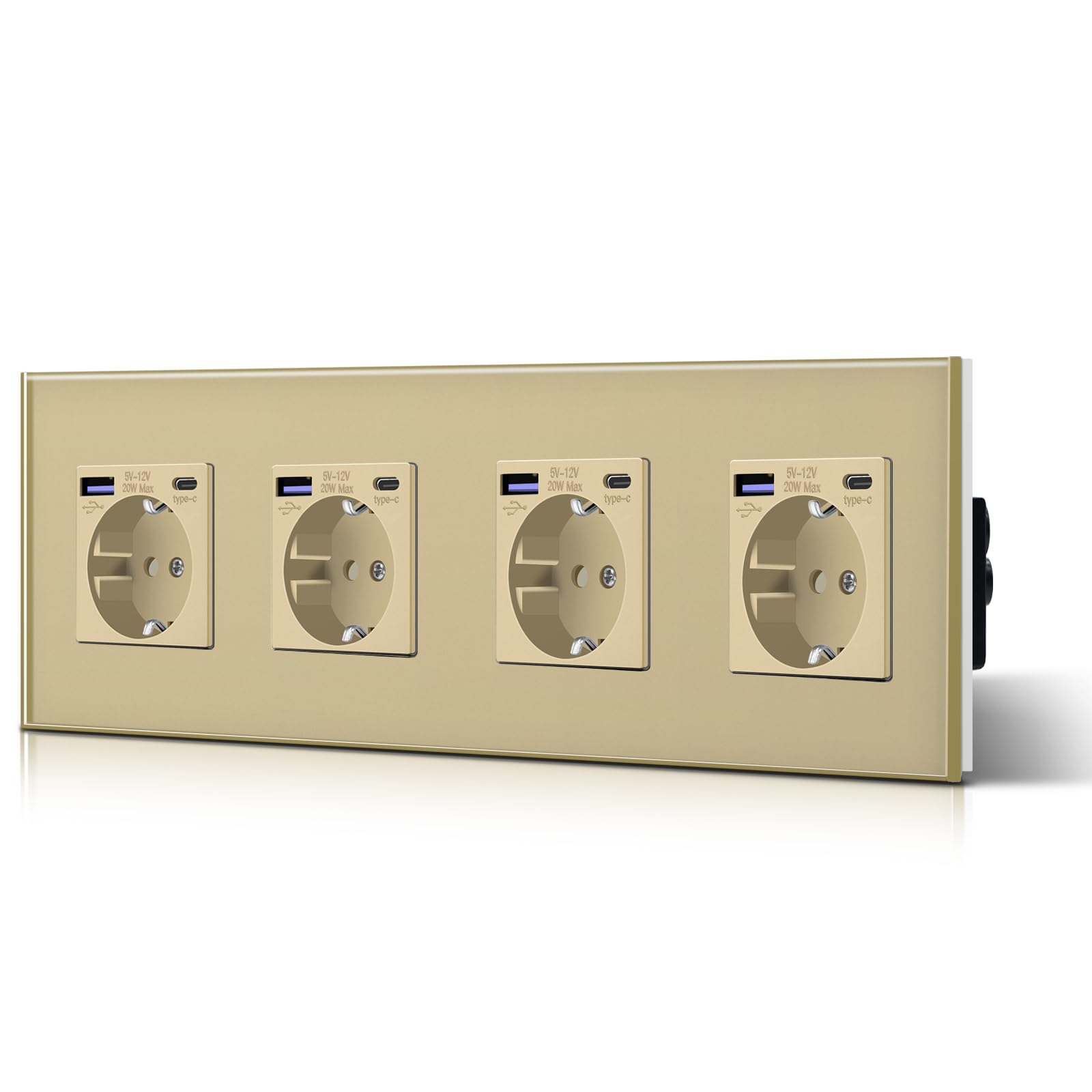 BSEED Enchufe Pared con 20W USB y Tipo C,Enchufe USB C de Cristal,Carga Rápida,3 en 1，Fácil Instalación,1 Enchufe,86mm Blanco — view 59