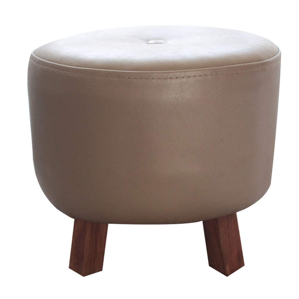 Tabouret de pied rond en bois massif petit banc de salon rembourré canapé 27cm