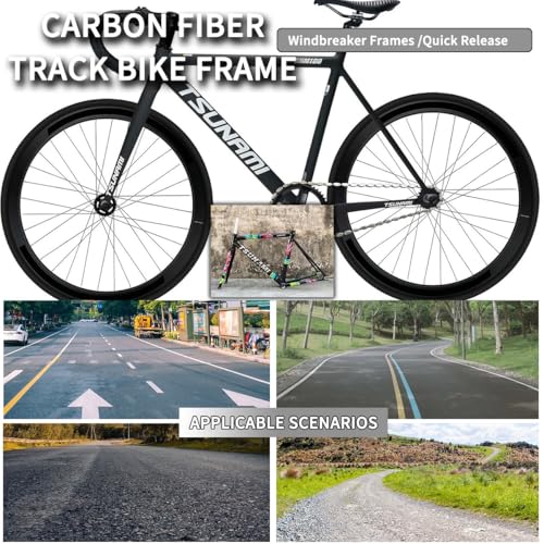 YFGSFWTS 700C Fixed Gear Bike Frameset 50CM 52CM 54CM Aluminum Alloy Bike Frames C Brake Racing Track Bike Frame Quick Release 100/120mm with Fork BSA BB68mm(Black,54cm)