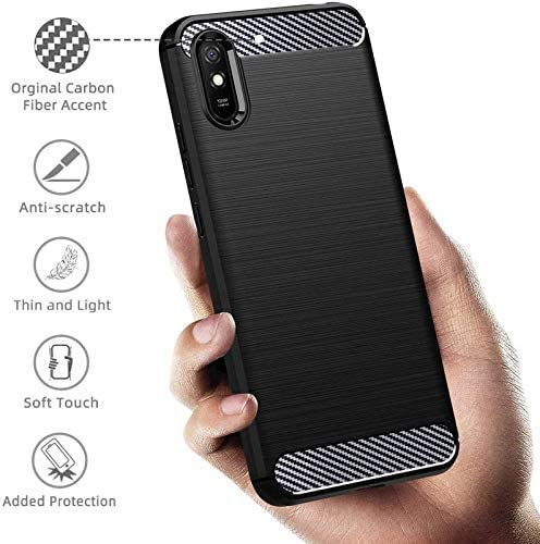 Image of Hybrid Carbon Fiber Back Case for Mi Redmi 9a / 9i / 9a Sport / 9i Sport (Black)