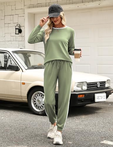 Image of Marvmys Women Long Sleeve Tracksuits Fashion 2 Piece Lounge Set Travel Outfits Jogger Set
