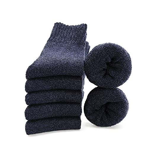 VSOLS 5 Pairs Thickened Wool Socks Men's Warm Winter Socks Cotton Socks Men's Warm Size 38-45 (Color : 5 Pair Blue, Size : EUR 38-45)