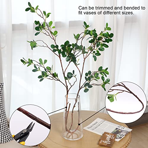 Whonline 43.3Inch Artificial Greenery Stems, 2Pcs Artificial Greenery Faux Branches For Vase Filler, Faux Ficus Twig With Green Eucalyptus Leaves For Home Office Decor #TOP3