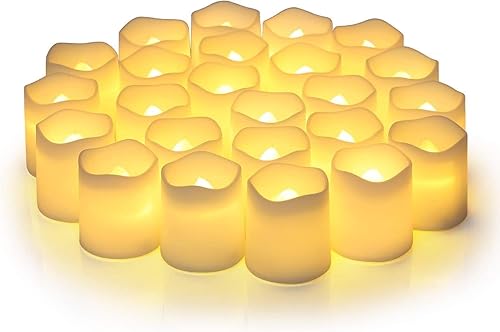 Miniatura 7 de SHYMERY Velas votivas LED sin llama con temporizador, paquete de 12 velas LED parpadeantes que duran 15 días, 18 horas de apagado en 24 horas, velas