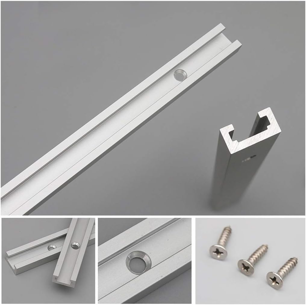 2 trazas t track herramientas de carpinteria T-Slot de aleación de aluminio de 400 mm con tornillos autorroscantes herramientas para trabajar madera
