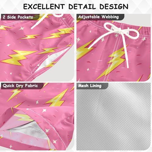 Pigsaly Boys Swim Trunks Glitter Retro Lightning Bolt Boys Board Shorts Swimsuit Swimwear Summer Bathing Suit 4T Multicolor3