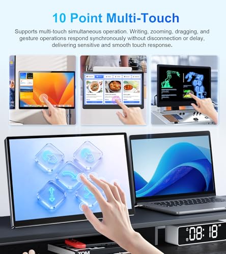 Image of 14 inch Touchscreen Monitor,VGA DVI and HDMI VESA for Industrial (Gray) | 10-point touch,IPS 1920x1080,Dual Speakers,72%NTSC,2000:1,16:10,350 cd /m,178 view angle,