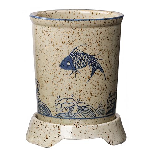 Dowbom Escurrecubiertos de cerámica japonesa para palillos, estante de drenaje, soporte para cubiertos con asa, soporte para palillos para cocina (B)