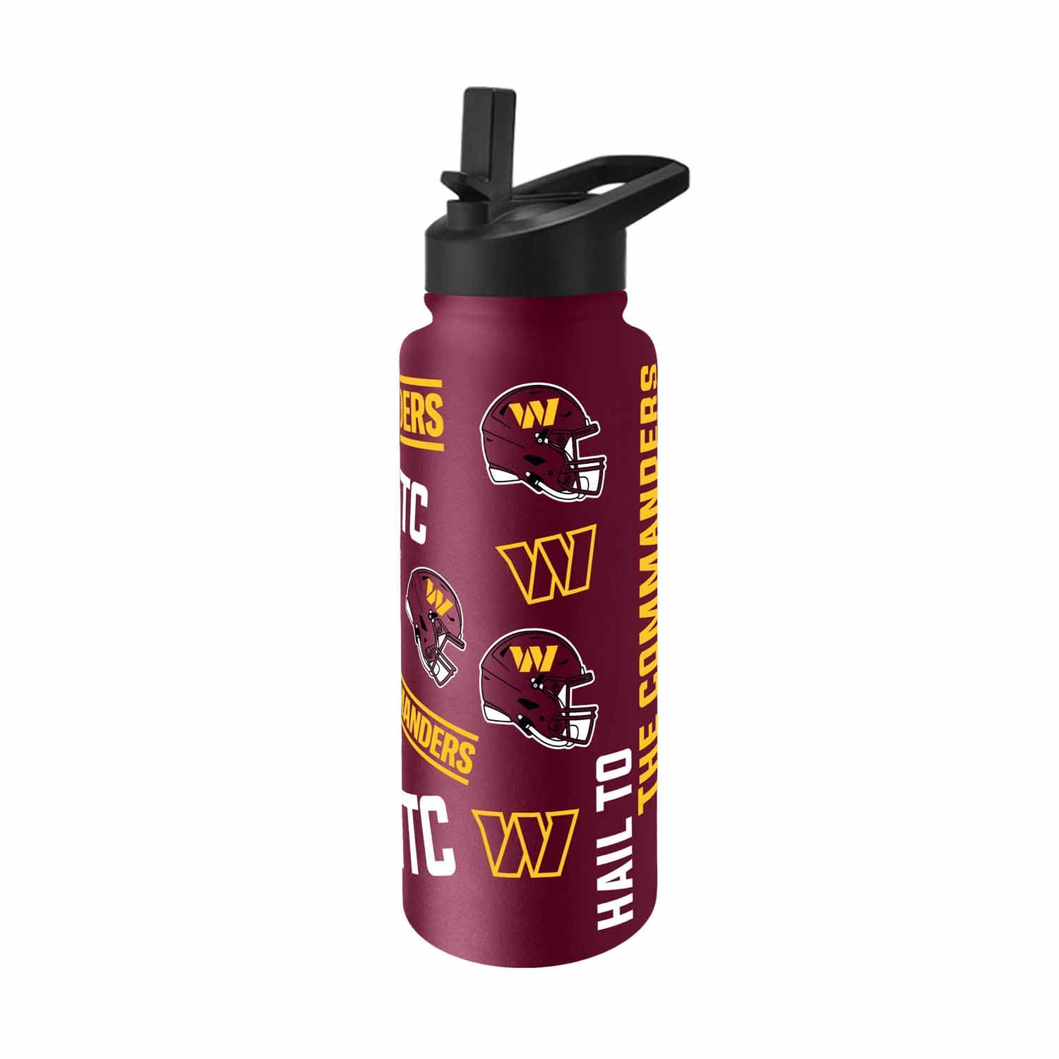 Team Fan Apparel NFL 34Oz Native Quencher Water Bottle, No-Leak Flip Top Lid, Stainless Steel Tumbler, Insulated For Hot & Cold Drinks (Washington Commanders - Maroon)