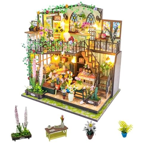 SICSHTOP Miniature Dollhouse Kit with LED Cover