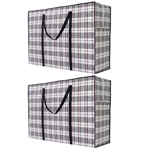 Lot de 2 grands sacs à linge solides et durables avec fermetures éclair - Sacs de rangement polyvalents - 70 x 50 x 25 x 120 cm - L