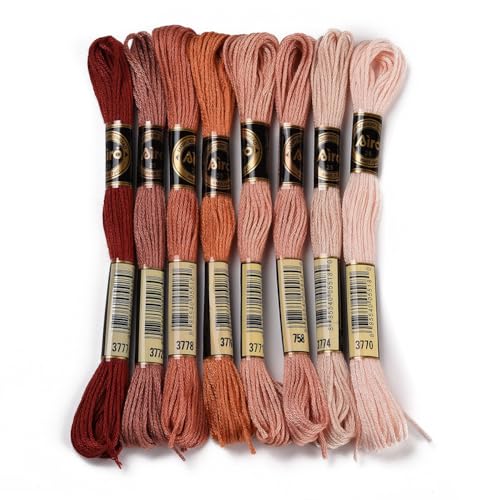 Image of 8 Skeins 6 Strands Dark Red Embroidery Floss Friendship Bracelet String Threads Variegated Gradient Color Needlepoint Cross Stitch Yarn Thread for Sewing Bracelet Making Cross Stitch Crafts