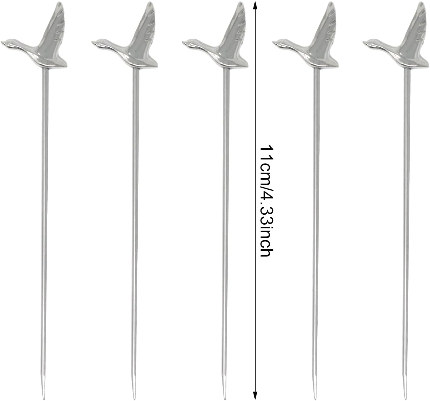 Honbay 5PCS Reusable Stainless Steel Cocktail Picks Fruit Food Hamburger Toothpicks Cupcake Toppers Sandwich Appetizer Decorative Skewers Drink Garnish Party Decoration Sticks (Grey Goose)