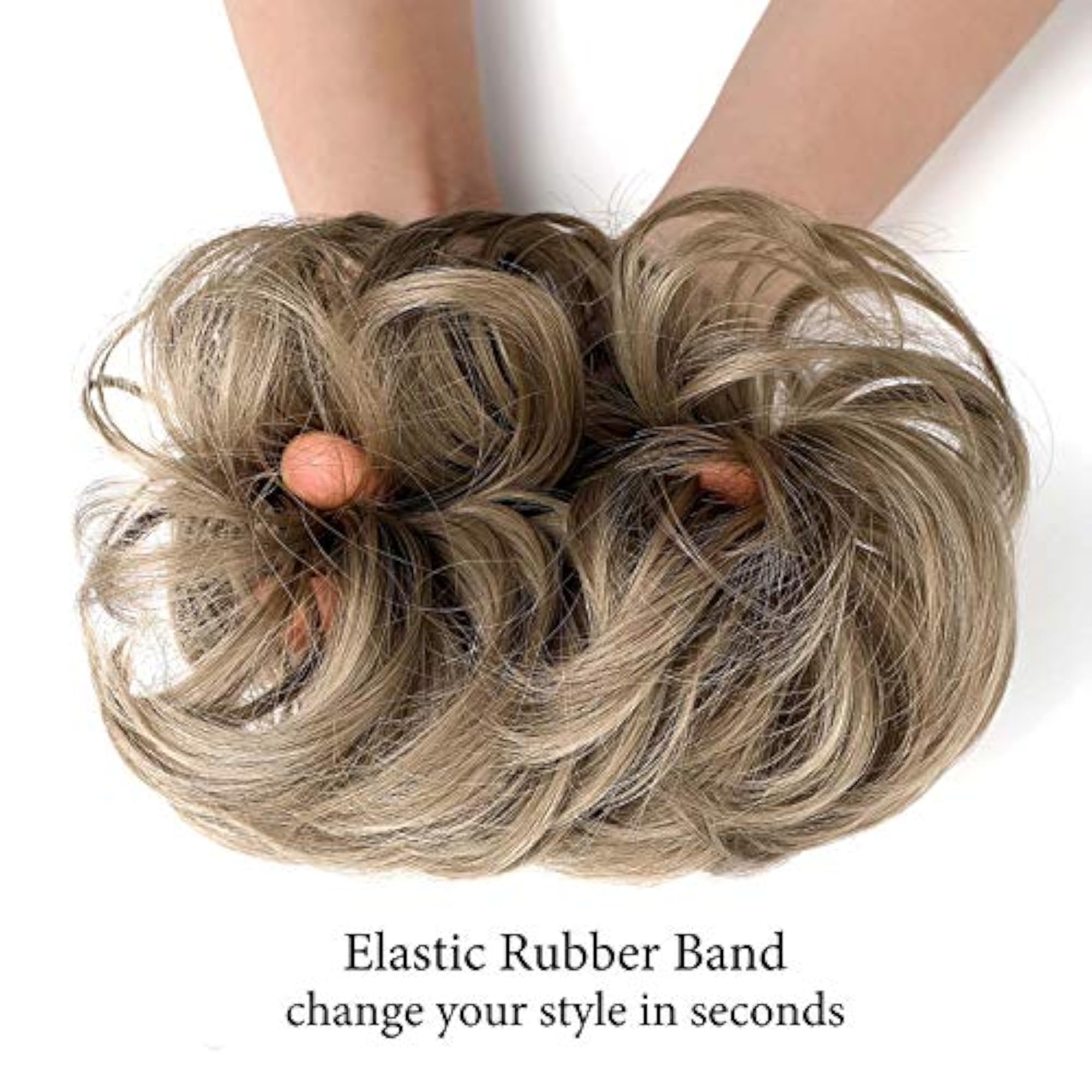 2pc Fluffy Wavy Hair Bun Scrunchies for Women