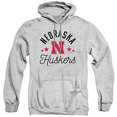 Nebraska Cornhuskers Official Huskers Unisex Adult Pull-Over Hoodie,Athletic Heather, Small