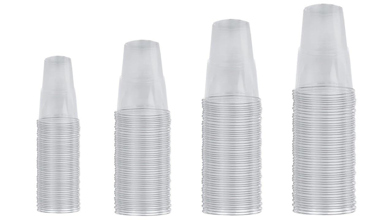 100/1000 BICCHIERI plastica PP Ultra Resistenti Bicchiere usa e getta per Acqua Birra Bibite Pub Feste Sagre con Tacca 0,25 L 0,3 L 0,4 L 0,5 L (1000, tacca 400ml capenza 450ml)