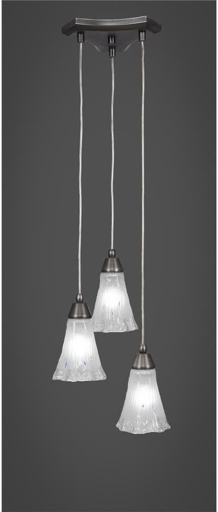Toltec Lighting 28-BN-721 Europa - Three Light Mini Pendant, Brushed Nickel Finish with Frosted Crystal Glass