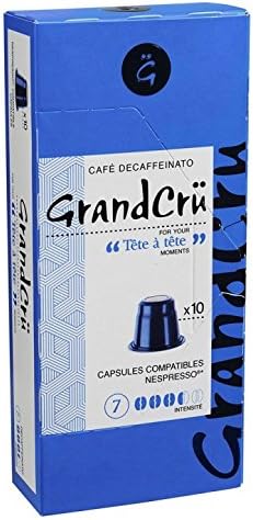 LIV ESPRESSO AND COFFEE 10 Nespresso compatible capsules -Roasted in France - Grand Cru ("TETE A TETE" - DECAFFEINATO, 10)