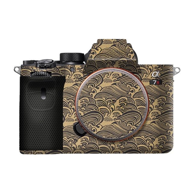 Anti-Scratch Camera Cover Skin Sticker for Sony Alpha A7RV A7R5 A7RM5 Protector Vinyl Film Skin Protective Decoration (Wave Gold)
