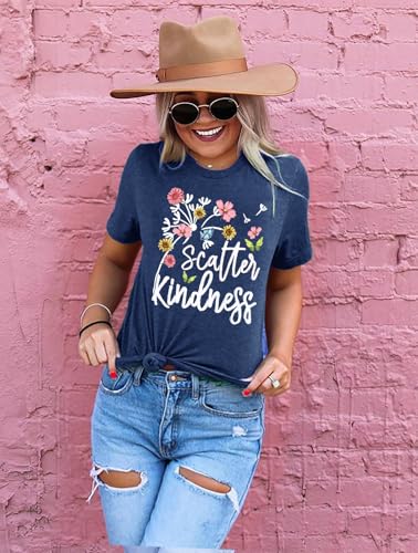Image of Womens Dandelion T Shirts Sunflower Graphic Short Sleeve Casual Tops