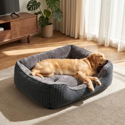 FURTIME Panier pour Chien Grande Taille, Lit Chien Lavable, Antidérapant Coussin Anti-anxiété pour Grande Chiens et Chats, 89x63x23cm
