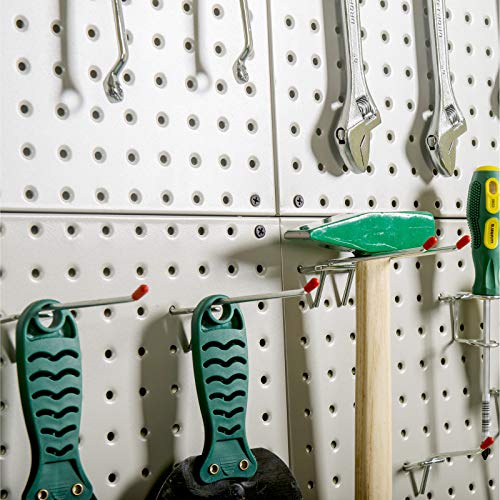 Wallmaster Pegboard Organizer Garage Storage - 48Pcs Pegboard Hooks Set, Pegboard Tool Organizer With 48X24 Inch Steel Peg Board & 4 Storage Bins (Beige) #TOP4