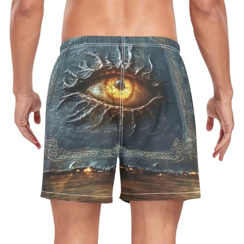 Book Eye Myth Mens Swim Trunks with Liner, Cool Quick Dry Beach Swim Shorts, Swimwear Bathing Suits S2