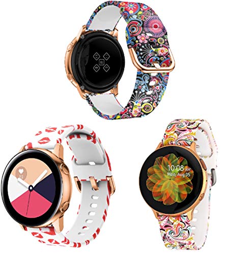 Greaciary Compatible with Samsung Galaxy Watch 42mm/Active/Active 2 40mm/44mm Bands Sets, 20mm Soft Colorful Jellyfish Print Sport Watch Strap Replacement for Gear Sport Smartwatch (Pack#3)