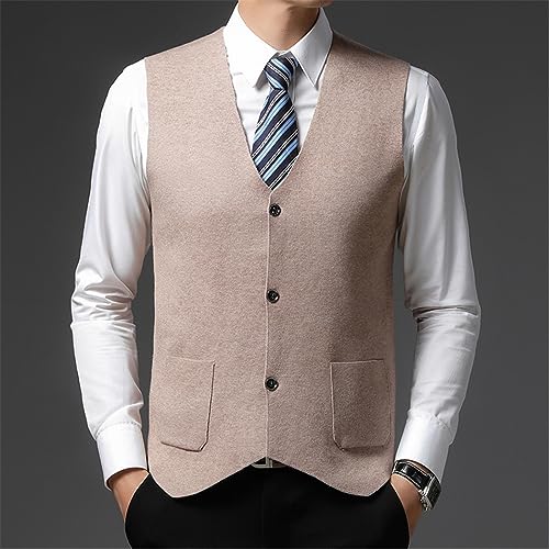 Chaleco suéter para hombre de punto abrigo sin mangas cómodo con botones 2