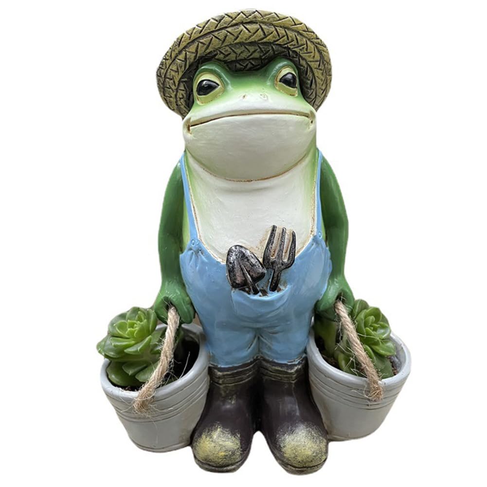 Flower Pot Creative Small Frog Figurine Planter Frog Potted Ornament Resin Frog Succulent for Indoor Outdoor Decor