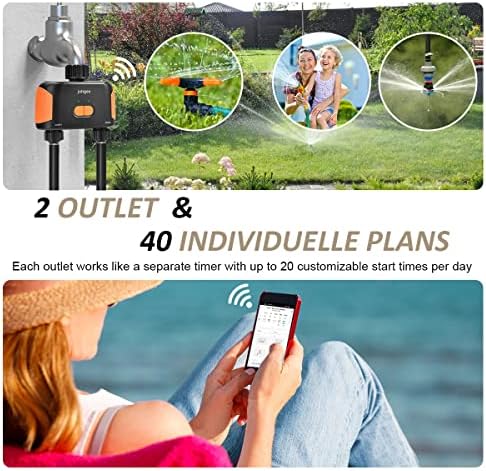 Bild 3 - WLAN-Bewässerungscomputer mit 2 unabhängige Ausgängen, Johgee Smarte Wasserzeitschaltuhr mit APP/Sprachsteuerung, Automatische Gartenbewässerung Bewässerungsuhr für Garten, Wasserdicht IPX5