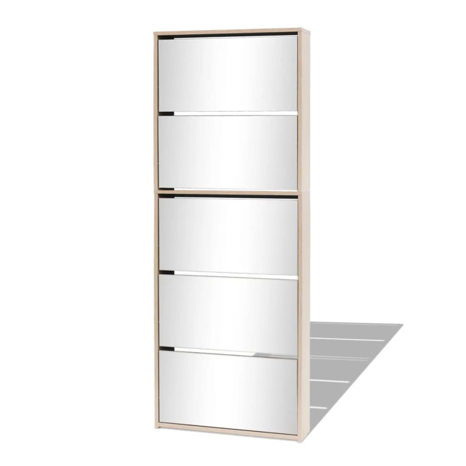 LAPOOH Scarpiera a 5 Strati Con Specchio Rovere 63x17x169,5 cm, Salvaspazio, Ingresso, Armadio