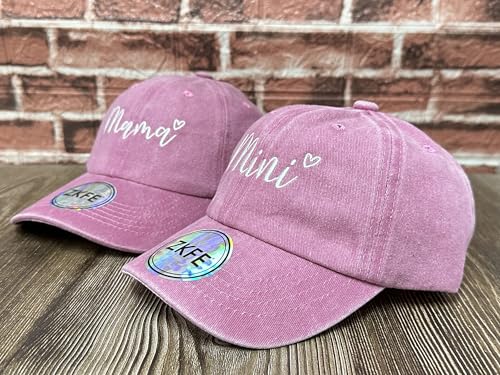 Embroidered Papa Mama Mini Captain First Mate Matching Hats3