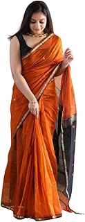 zecva Women's Pure Spun Linen Cotton Lichi Silk Saree With Attach Unstitch Blouse Piece-picture-14