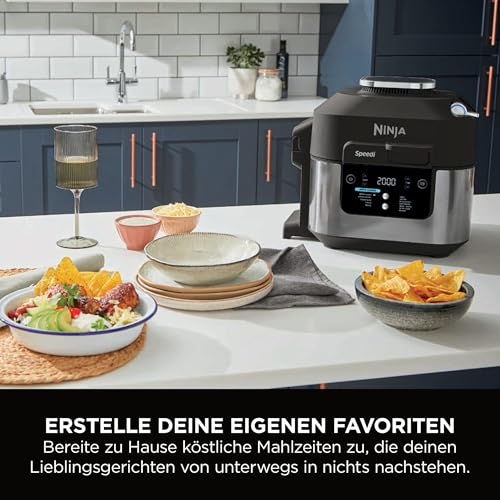 Ninja Speedi Multikocher, 5,7L, 12-in-1 Multicooker, Airfryer Heißluftfritteuse, Slow Cooker Langsamkochen, Grillen, Backen, Schwarz ON500EU