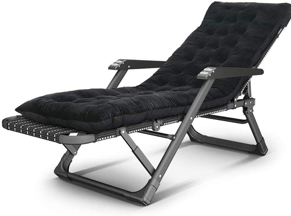 Tumbona plegable con cojín grueso ergonómica de gran tamaño