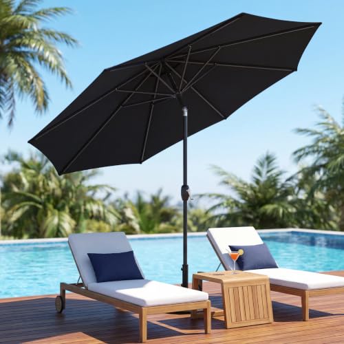 Image of Greesum 9FT Outdoor Patio Umbrella, Table Umbrella for Yard, Market, Heavy-Duty Waterproof Pool Umbrella with 8 Sturdy Ribs, UV Protection for Beach, Deck, Garden, Backyard