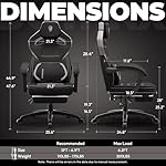 Dowinx Fabric Gaming Chair with Footrest, Big and Tall Ergonomic Gamer Chair with Lumbar Support, Wide Back Computer Chair for Heavy People, Black - Image 3