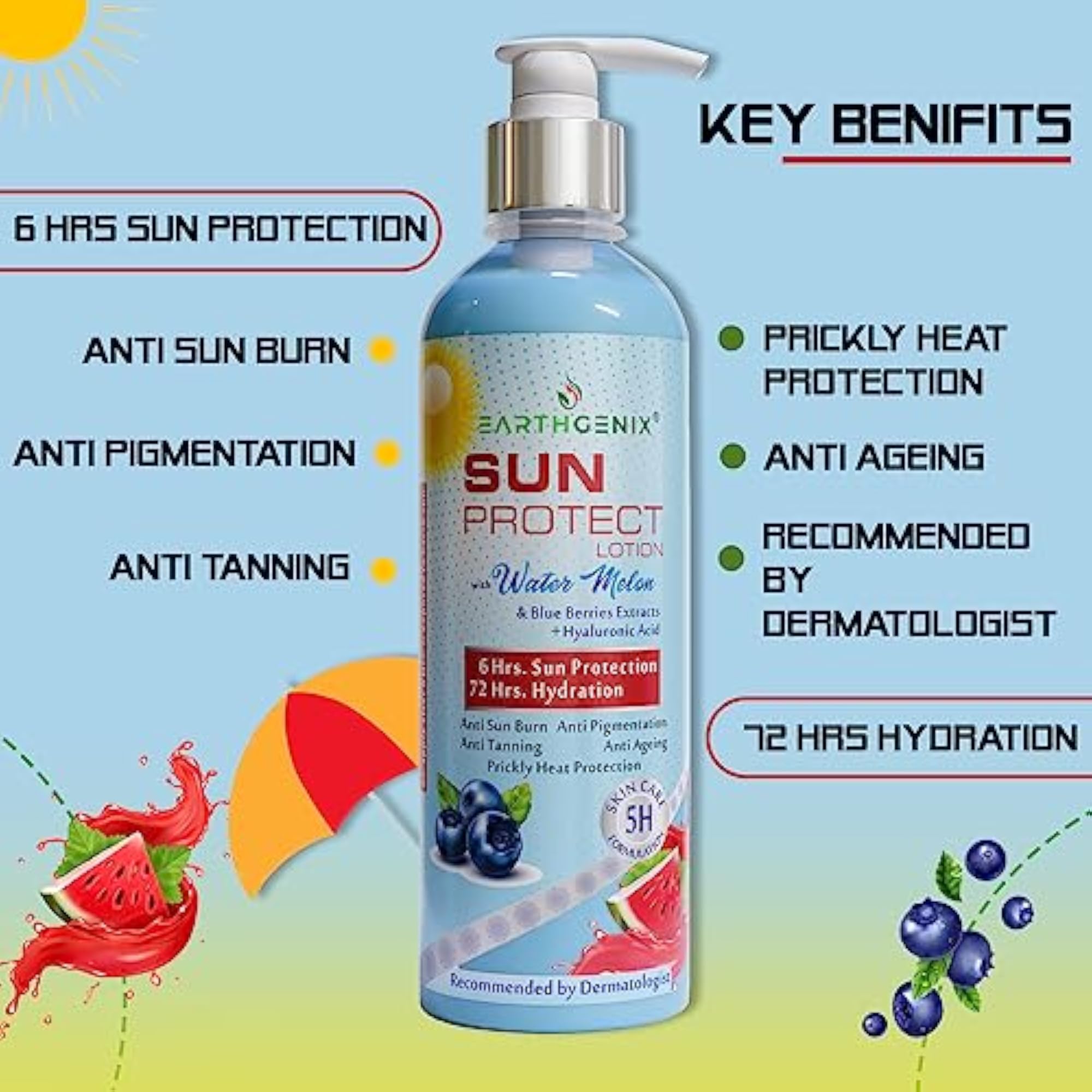 Sun Protect Lotion with Watermelon & Blueberries, 300ml