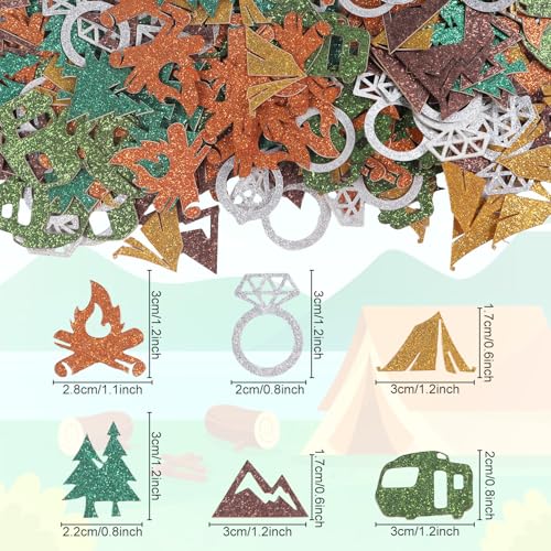 Image of Camp Bachelorette Party Decorations, 240pcs Camping Confetti Decor Camp Bachelorette, Glitter Mountain Diamond Ring Tent Confetti Wedding Bridal Shower Engagement Party Decoration