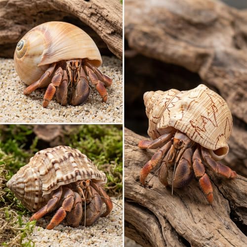 Image of 6PCS Hermit Crab Shells Medium to Large, Natural Sea Conch 2.5 inch-3.5 inch, Opening Size 1.5 inch - 2.7 inch | Growth Turbo Shells Hermit Crab Small Medium Large, Saltwater Hermit Crab Accessories