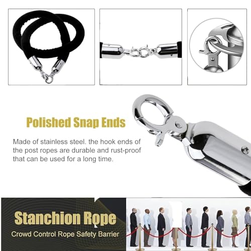 Barreiras de corda de controle de multidão de veludo preto para pendurar 3 4 5 6 7 8 9 10 11 12 pés